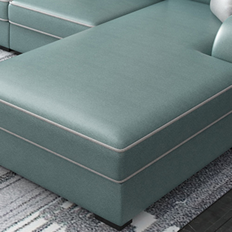 31.49" Tall Sectional Sofa Faux Leather/Linen Modular Sofa with Cushion Back