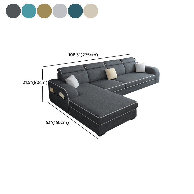 31.49" Tall Sectional Sofa Faux Leather/Linen Modular Sofa with Cushion Back