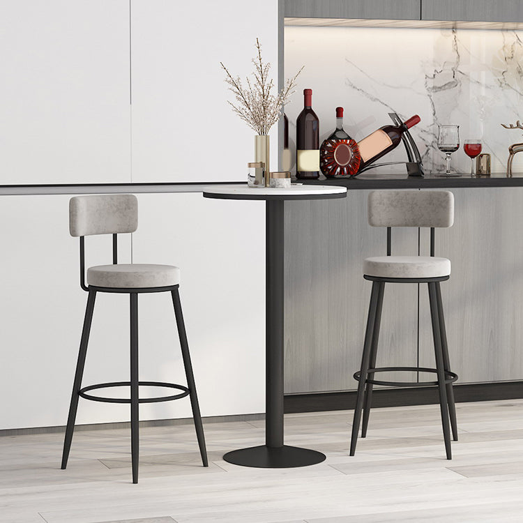 Modern Round Bar Table Set 1/3 Pcs Stone Top Bar Table and Leather Upholstered Stools