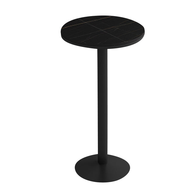 Modern Round Bar Table Set 1/3 Pcs Stone Top Bar Table and Leather Upholstered Stools