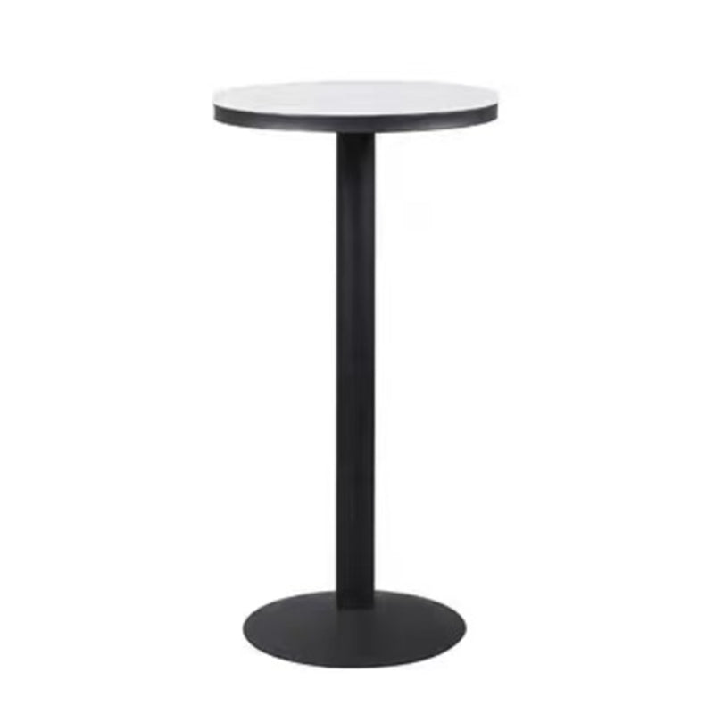Modern Round Bar Table Set 1/3 Pcs Stone Top Bar Table and Leather Upholstered Stools