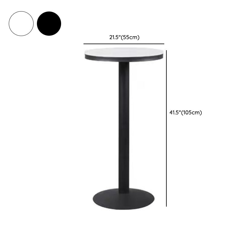 Modern Round Bar Table Set 1/3 Pcs Stone Top Bar Table and Leather Upholstered Stools