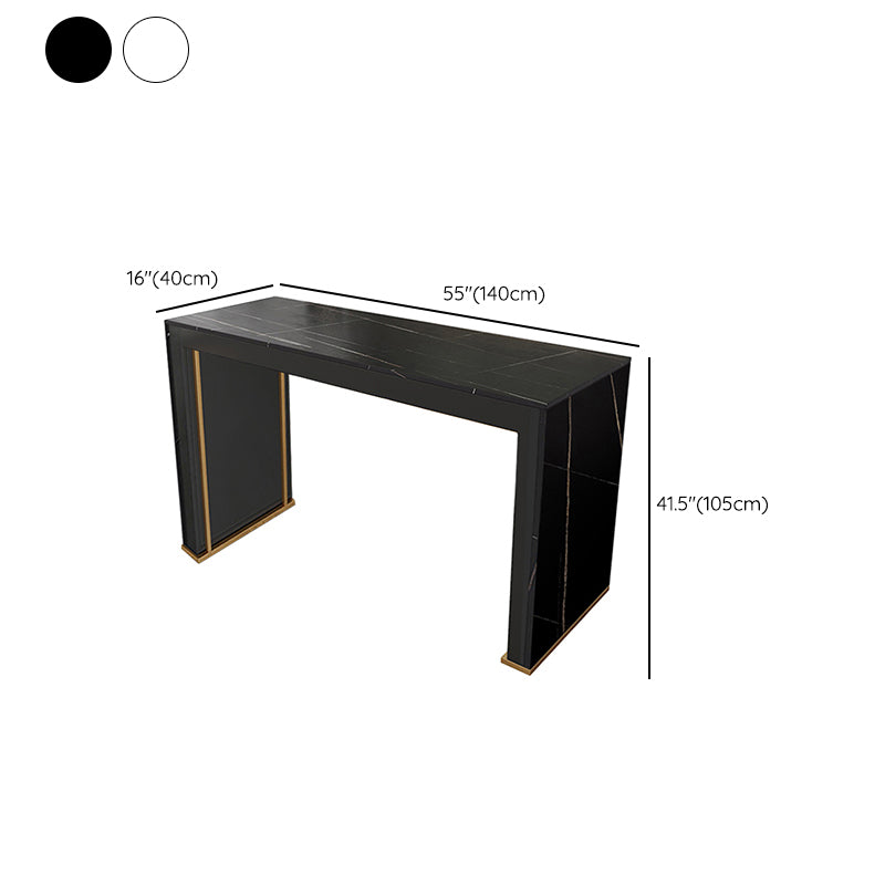 Modern Bar Pub Table Set 1/3 Pcs Rectangle Stone Top Bar Table and Upholstered Stools