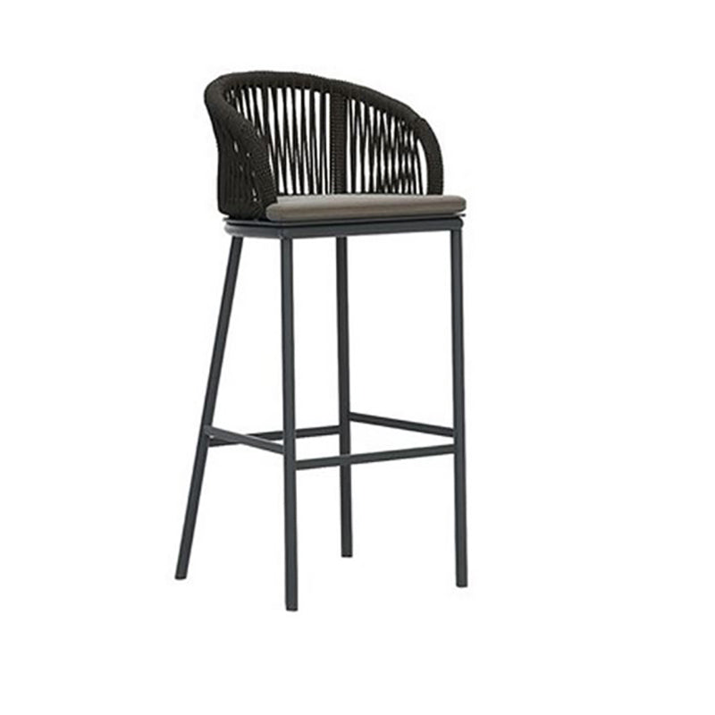 Tropical Outdoor Bistro Chairs Rattan With Arm Aluminum Patio Dining Chair