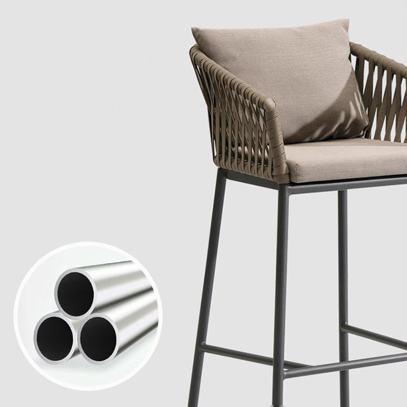 Tropical Outdoor Bistro Chairs Rattan With Arm Aluminum Patio Dining Chair