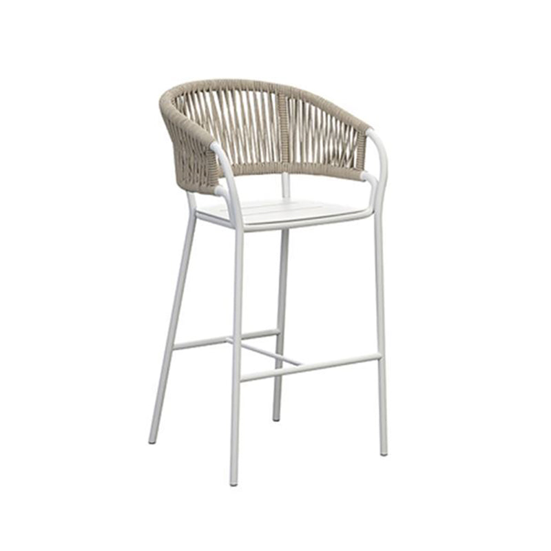 Tropical Outdoor Bistro Chairs Rattan With Arm Aluminum Patio Dining Chair