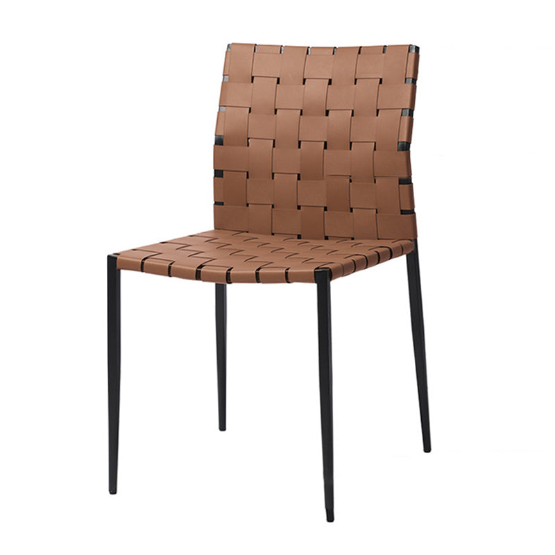 Tropical Dining Side Chair Metal and Faux Leather Indoor-Outdoor Chair