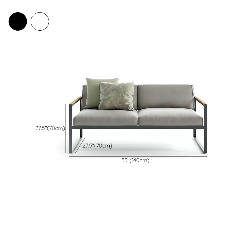 Industrial Metal Frame Patio Sofa Water Resistant Outdoor Sofa with Cushion