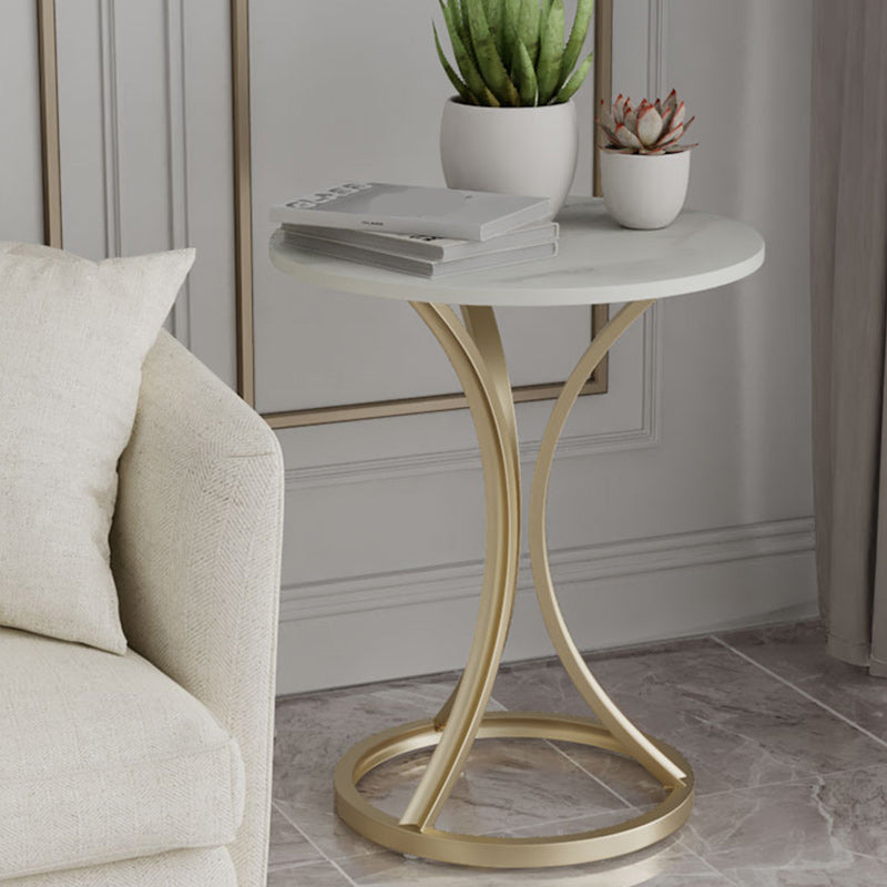 Glam Metal Side End Table Pedestal Round Sofa Side Accent Table