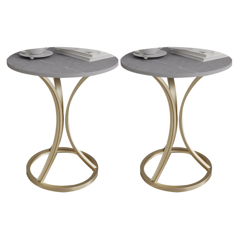 Glam Metal Side End Table Pedestal Round Sofa Side Accent Table