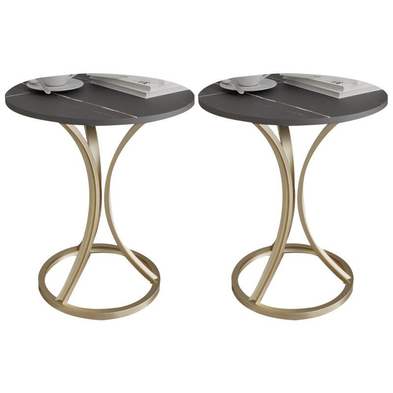 Glam Metal Side End Table Pedestal Round Sofa Side Accent Table