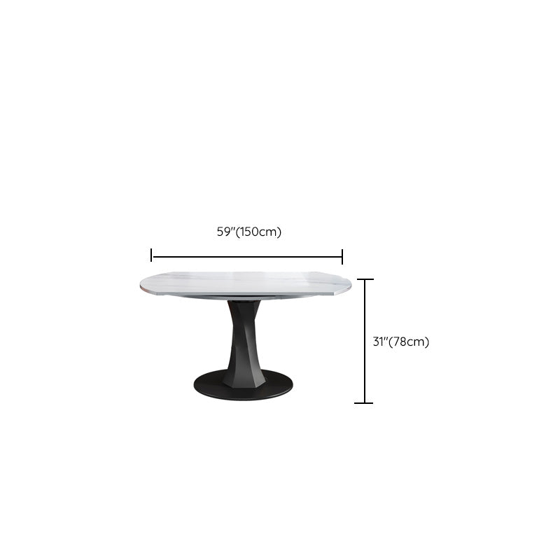 Modern Pedestal Dining Table Stone Top Dining Table with Leaf Extension
