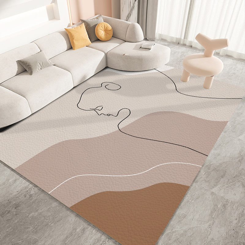 Nordic Style Rug Beige Polyester Carpet Stain Resistant Rug for Living Room