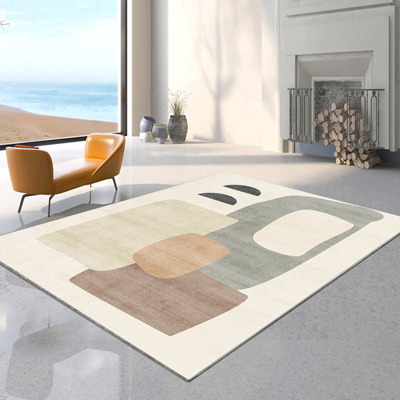 Nordic Rug Beige Polyester Carpet Stain Resistant Rug for Living Room