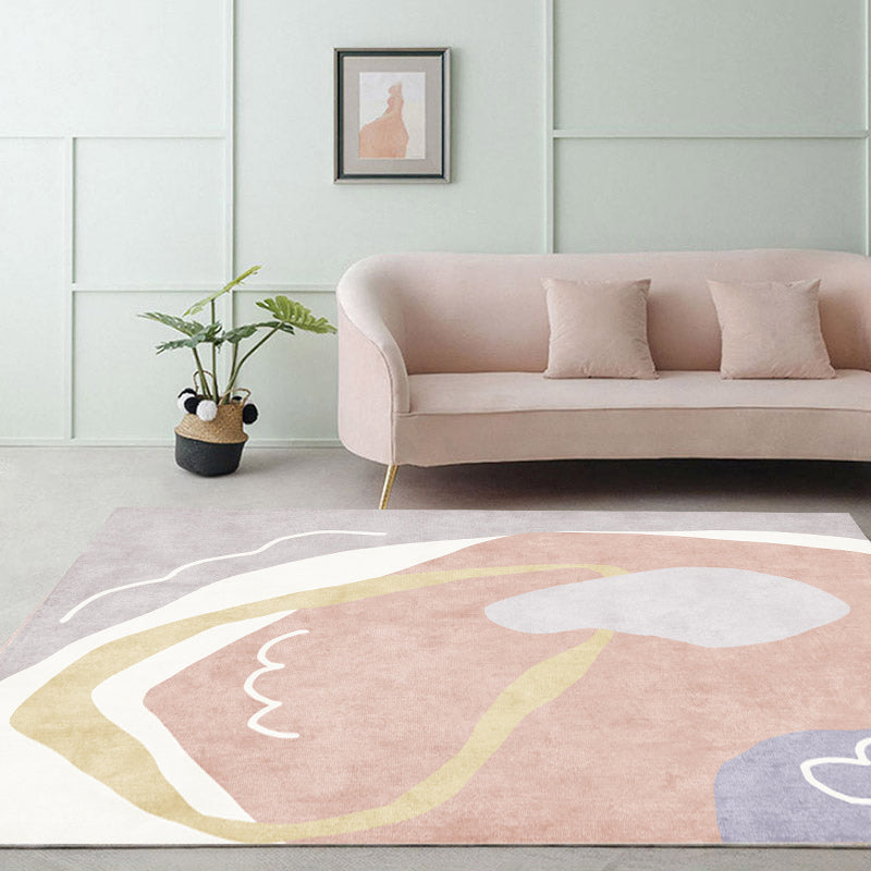 Nordic Rug Beige Polyester Carpet Stain Resistant Rug for Living Room