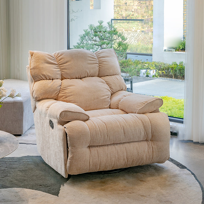 Tufted Back Standard Recliner with Metal Base in Velvet Recliner