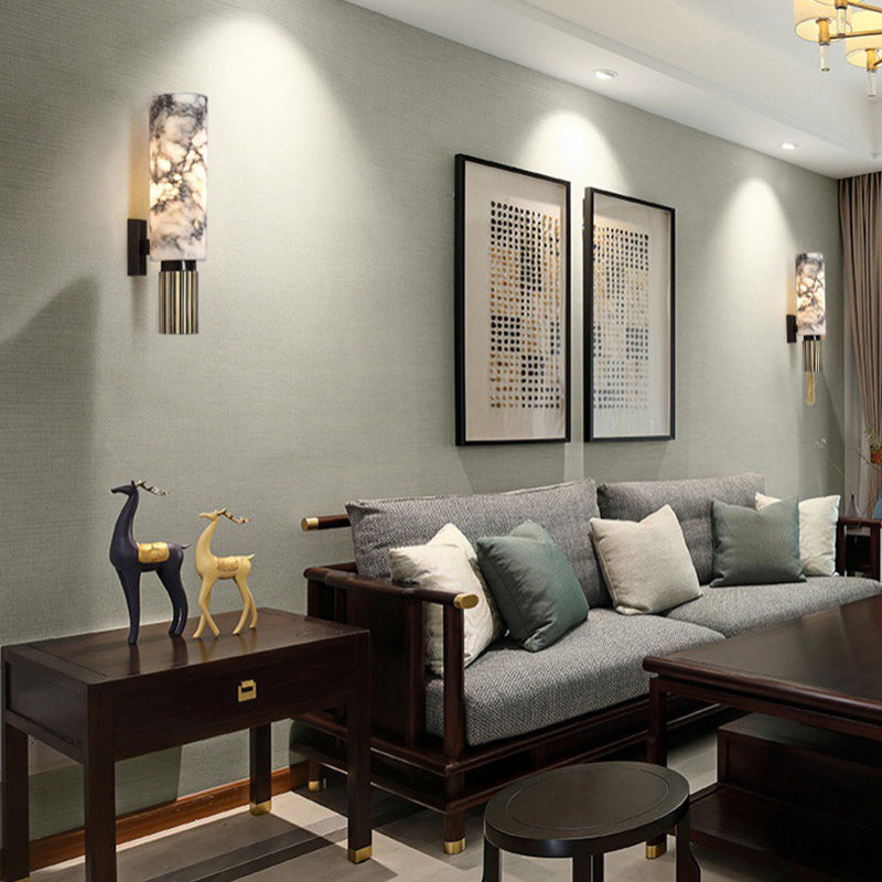 Single Modern Brass Wall Mounted Sconce Cylindrical Shaded Wall Light for Bedroom