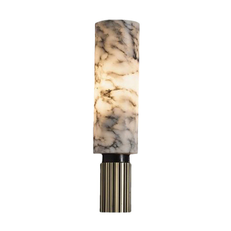 Single Modern Brass Wall Mounted Sconce Cylindrical Shaded Wall Light for Bedroom