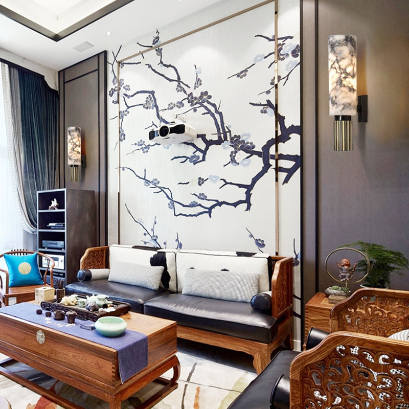 Single Modern Brass Wall Mounted Sconce Cylindrical Shaded Wall Light for Bedroom