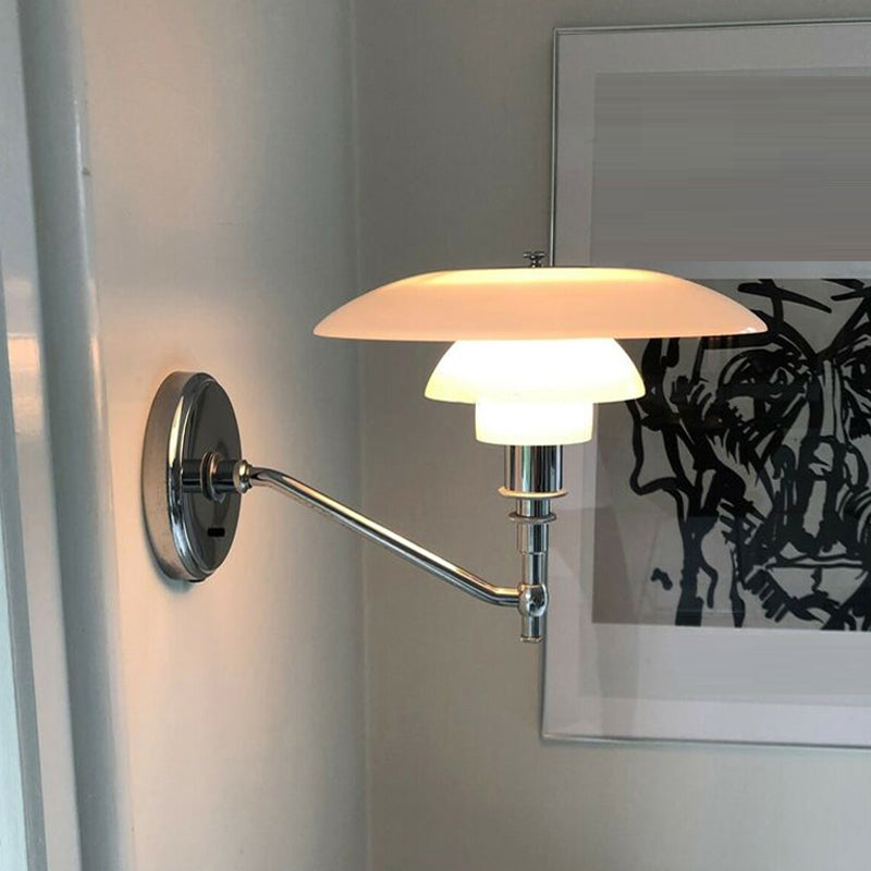 Industrial Glass Wall Lighting Ideas White Shade Wall Lamp for Living Room