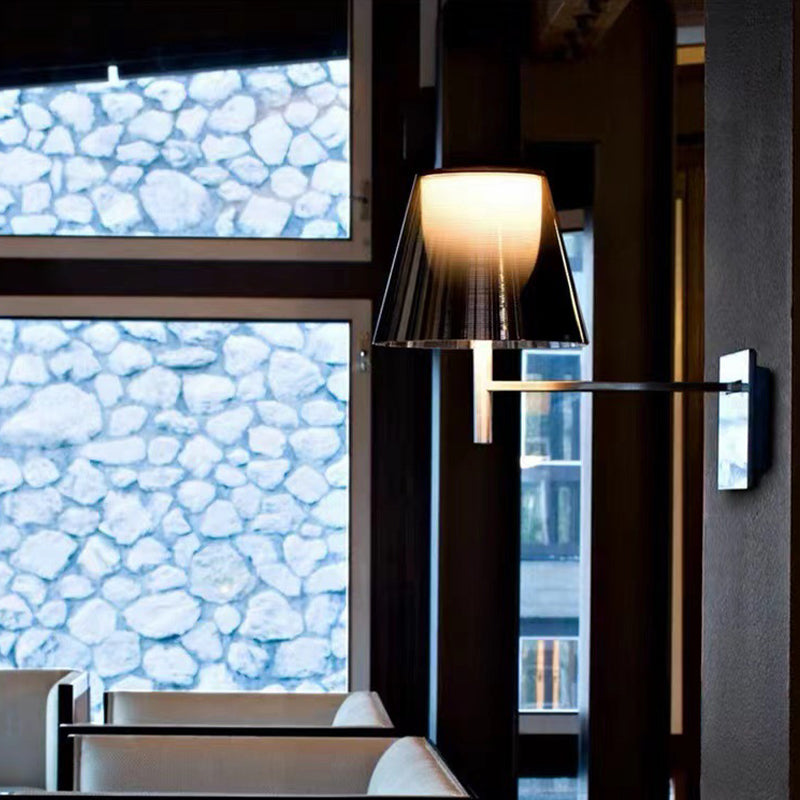 Acrylic Shade Wall Armed Sconce Minimalist 1 - Light Wall Light Fixture in Chrome Finish