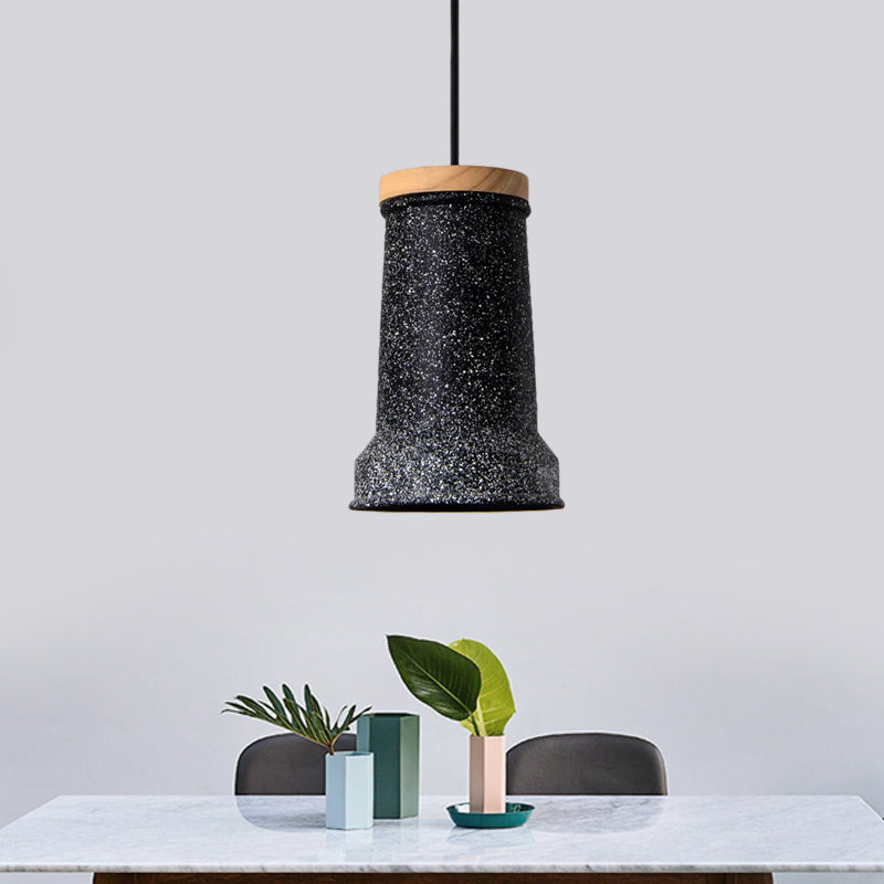 Black/Grey/White Cylinder Hanging Light Industrial Cement 1-Head Restaurant Pendant Lamp Fixture