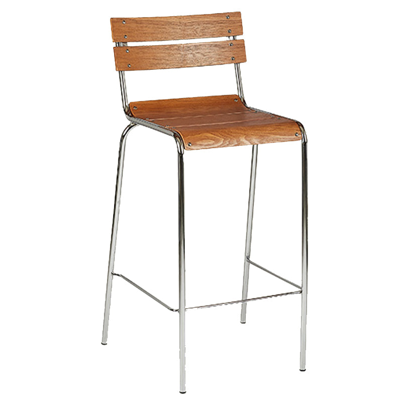 Modern Style Counter Stool Wood Low Back Barstool with Footrest