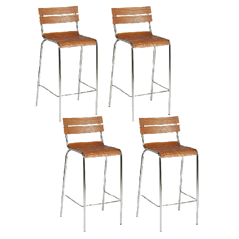 Modern Style Counter Stool Wood Low Back Barstool with Footrest