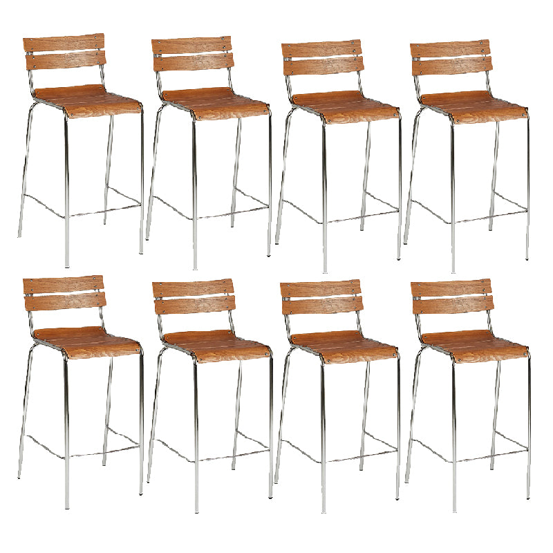 Modern Style Counter Stool Wood Low Back Barstool with Footrest