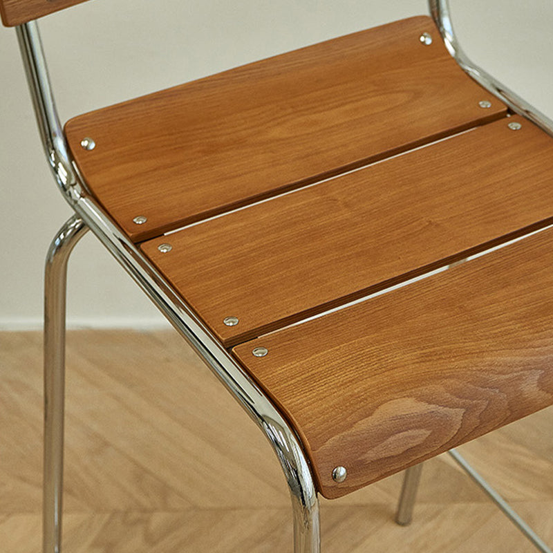 Modern Style Counter Stool Wood Low Back Barstool with Footrest