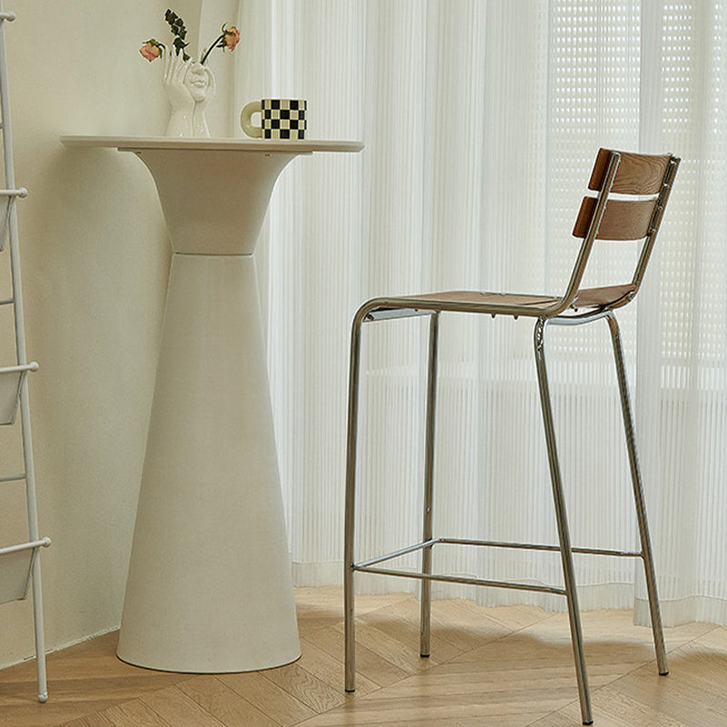 Modern Style Counter Stool Wood Low Back Barstool with Footrest