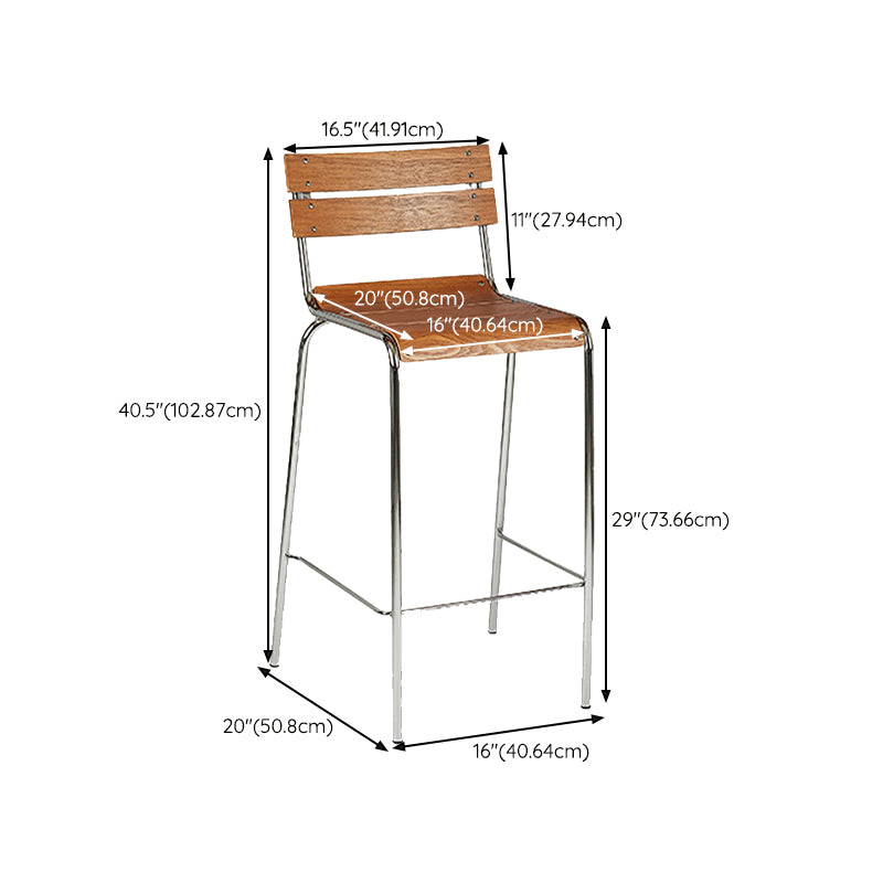 Modern Style Counter Stool Wood Low Back Barstool with Footrest