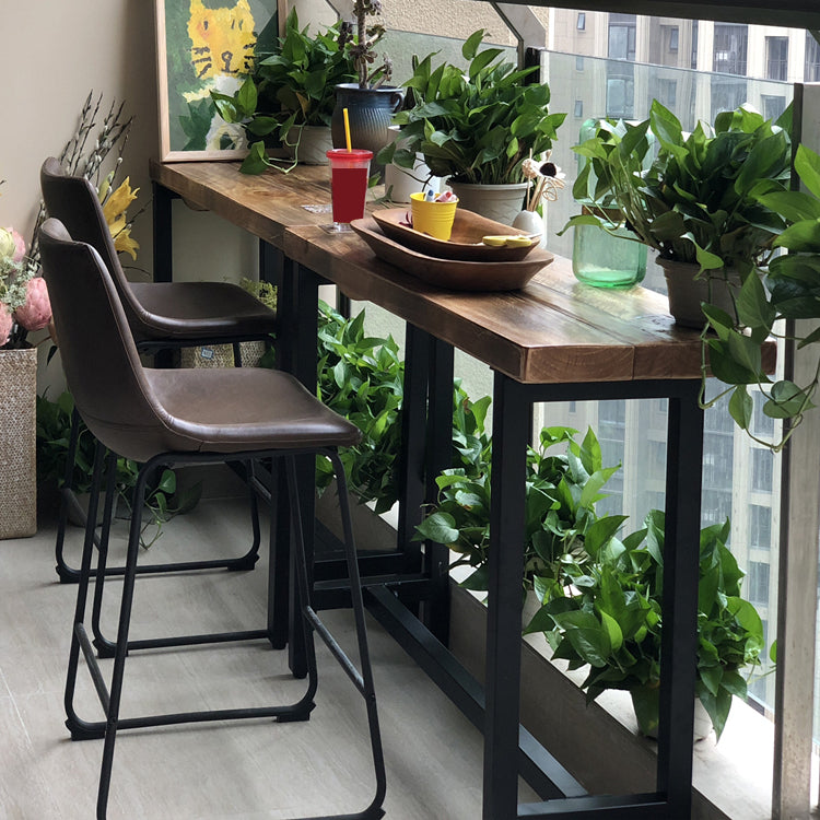 Industrial Style Bar Dining Table Rectangle Wooden Top Bar Wine Table