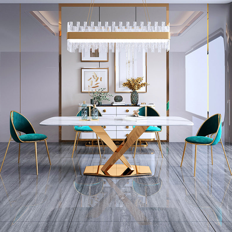 Glam Style Stone Furniture 1/5/7/9/ Pcs Rectangle Dinette Table with Upholstered Chair