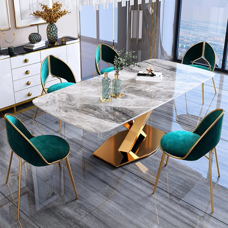 Glam Style Stone Furniture 1/5/7/9/ Pcs Rectangle Dinette Table with Upholstered Chair