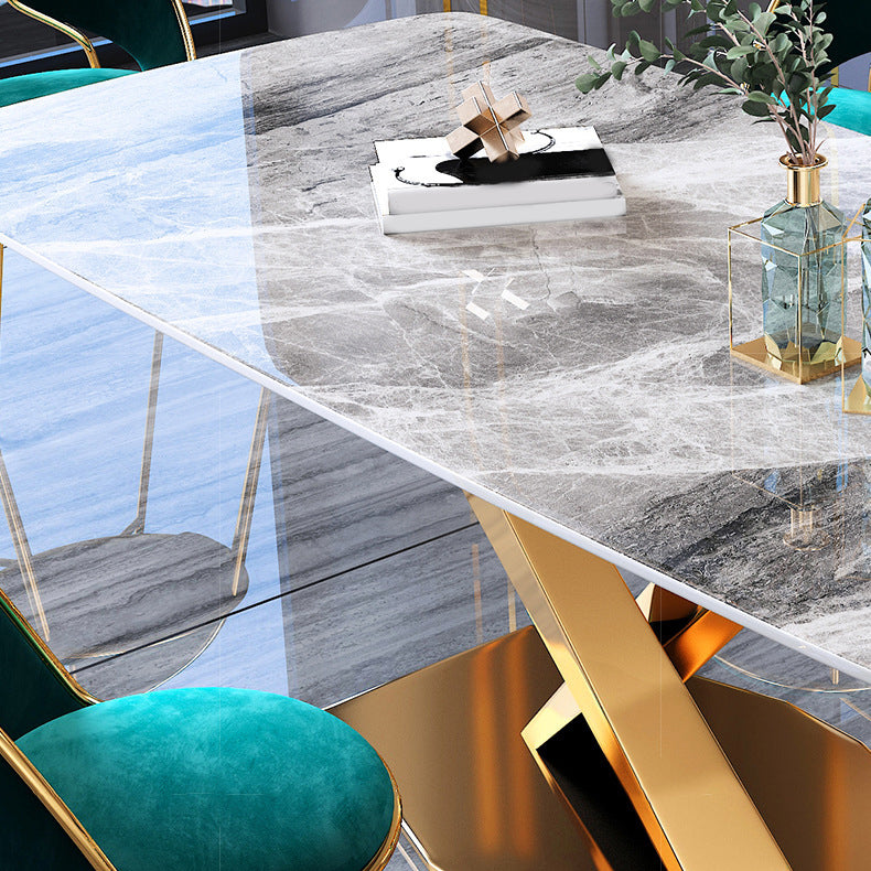 Glam Style Stone Furniture 1/5/7/9/ Pcs Rectangle Dinette Table with Upholstered Chair