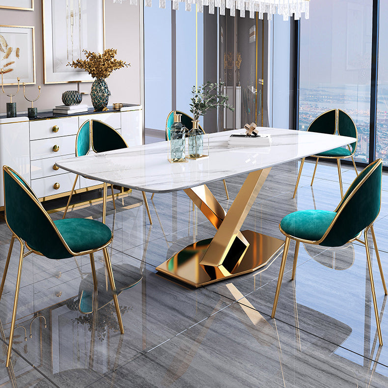 Glam Style Stone Furniture 1/5/7/9/ Pcs Rectangle Dinette Table with Upholstered Chair