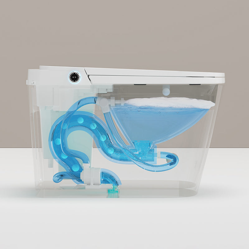 Elongated Floor Mount Bidet Gloss Finish Smart Bidet in White