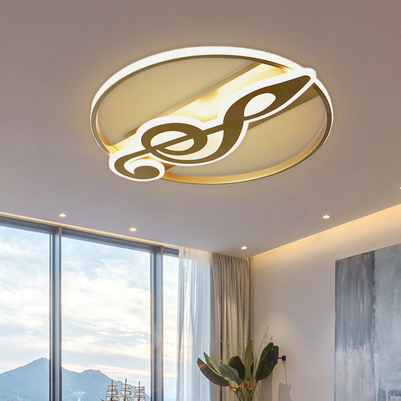 Crown/V-Shaped Acrylic Ceiling Mount Kids Style LED Golden Finish Flushmount Light for Living Room