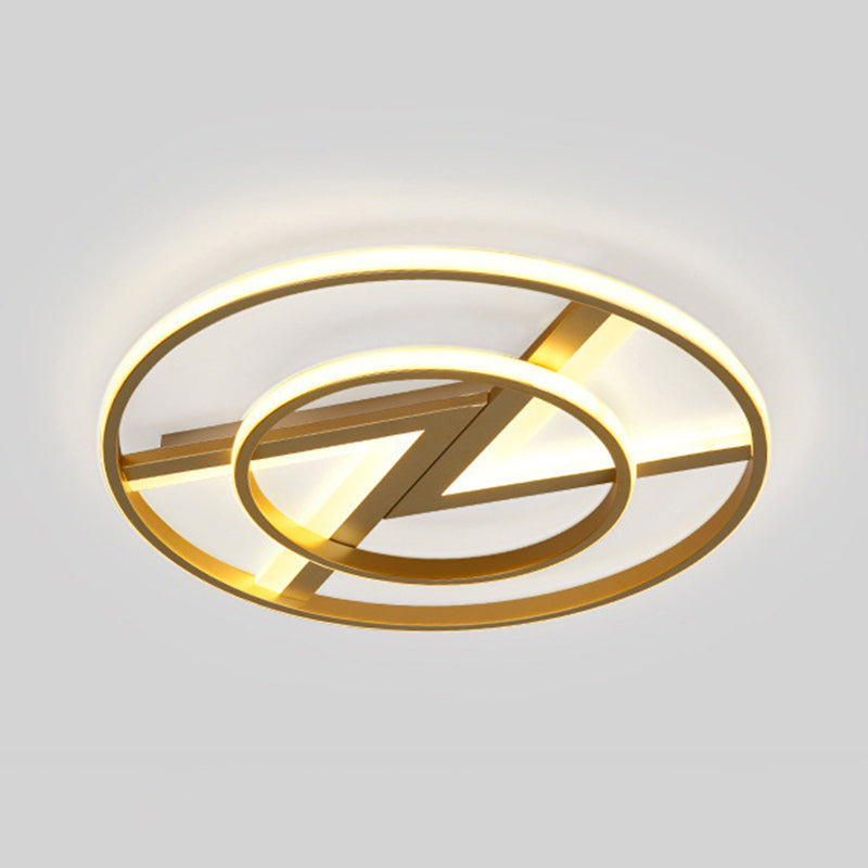 Crown/V-Shaped Acrylic Ceiling Mount Kids Style LED Golden Finish Flushmount Light for Living Room