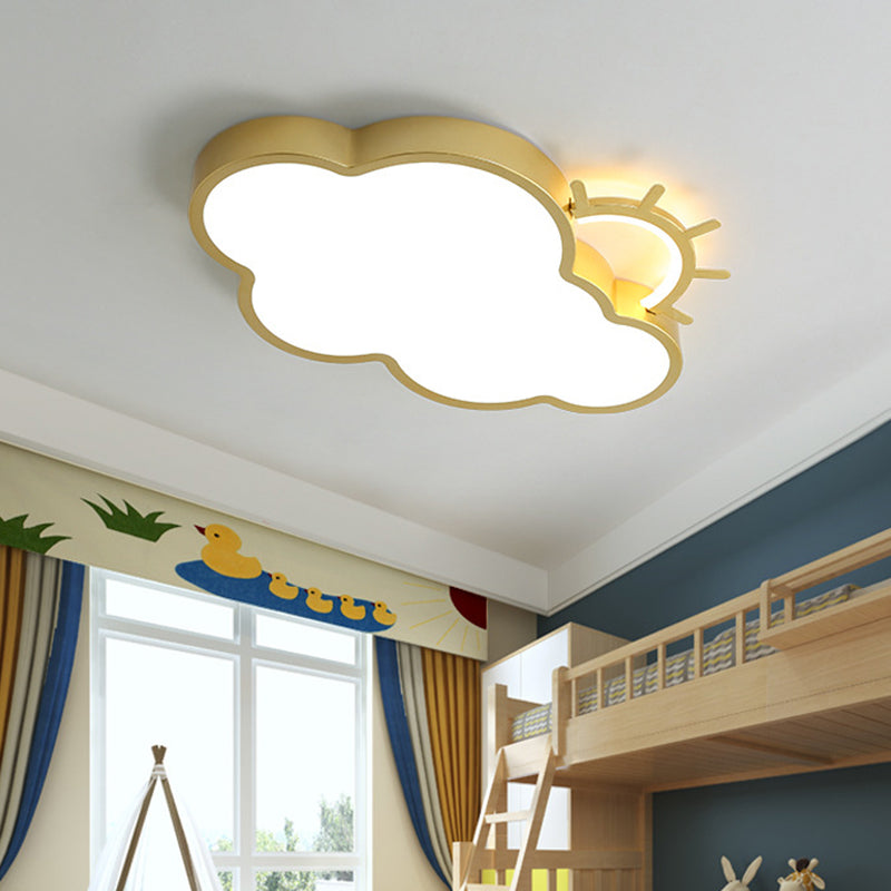 Acrylic Cloud Flush Mount Lamp Minimalist LED Gold Close to Ceiling Light for Bedroom