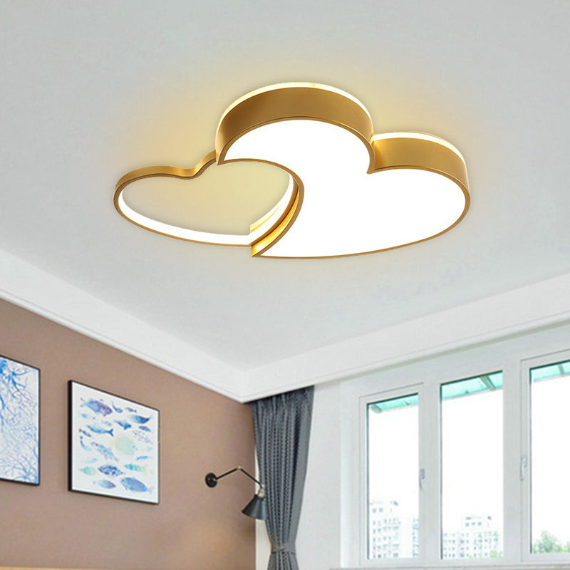 LED-Einbauleuchte für Kinder, goldfarbene Loving Heart-Deckenleuchte mit Acrylschirm