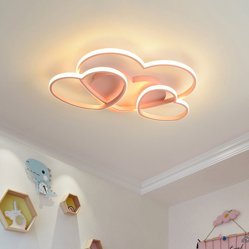 Heart Design Acrylic Ceiling Lighting Minimalist LED White/Pink/Gold Finish Flush Mount Light Fixture