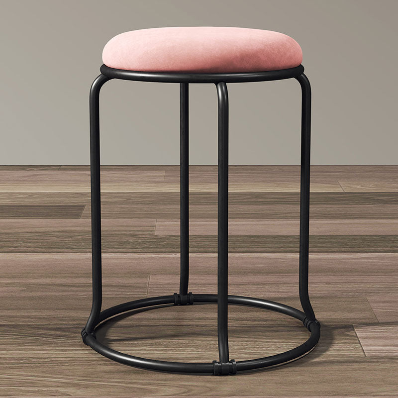 Glam Round Chair Ottoman Plain Velvet Metal Frame Scratch Sherpa Pouf