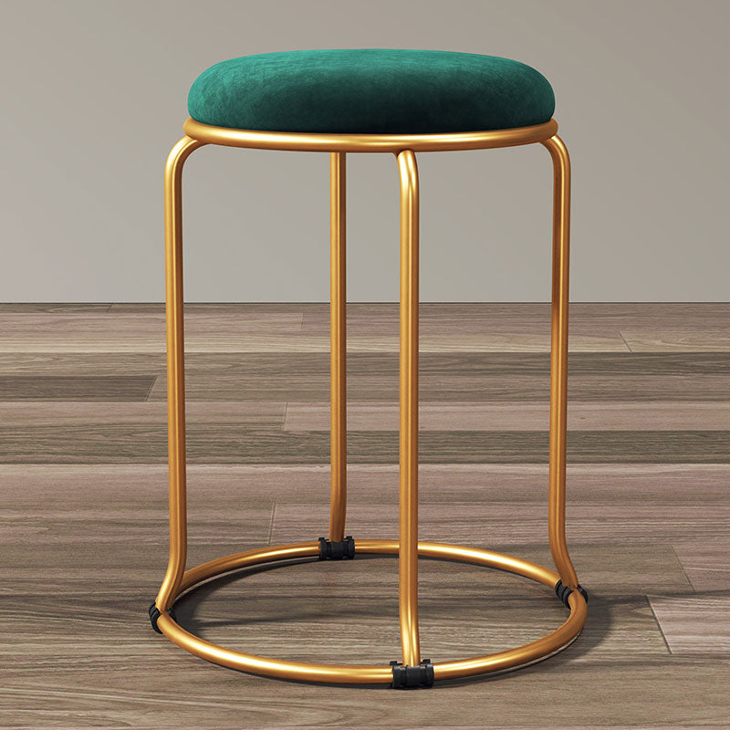 Glam Round Chair Ottoman Plain Velvet Metal Frame Scratch Sherpa Pouf