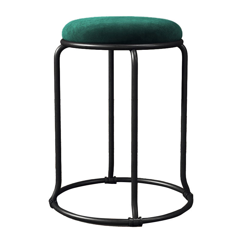 Glam Round Chair Ottoman Plain Velvet Metal Frame Scratch Sherpa Pouf