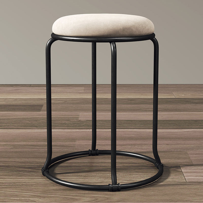 Glam Round Chair Ottoman Plain Velvet Metal Frame Scratch Sherpa Pouf