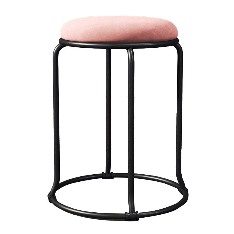 Glam Round Chair Ottoman Plain Velvet Metal Frame Scratch Sherpa Pouf