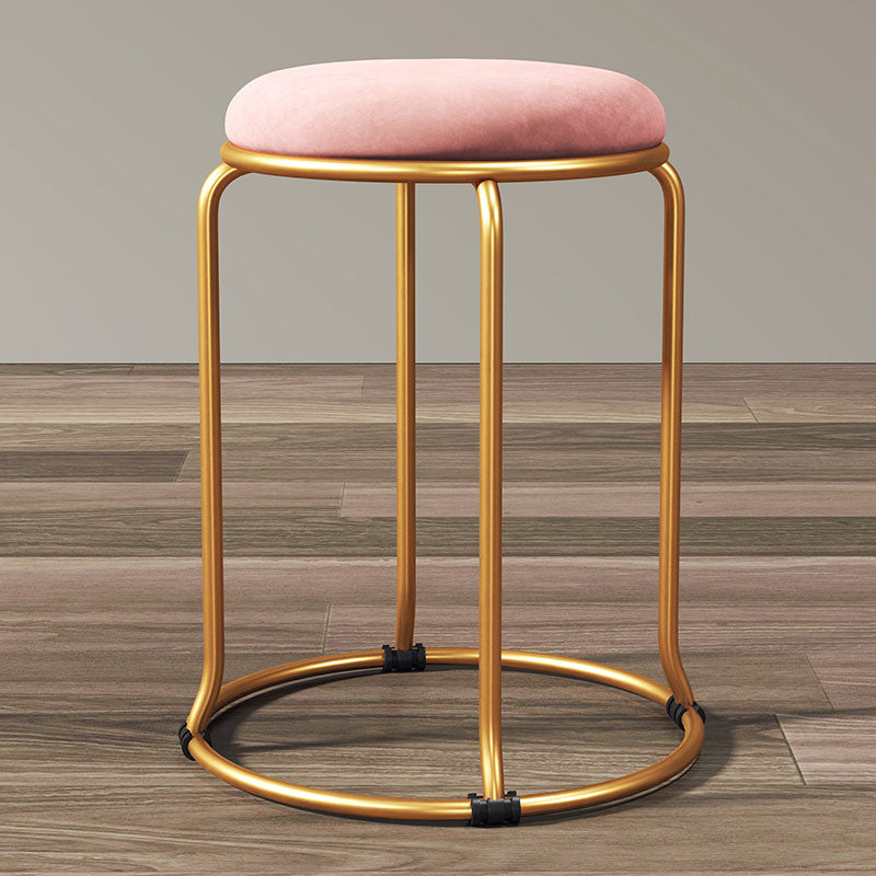 Glam Round Chair Ottoman Plain Velvet Metal Frame Scratch Sherpa Pouf