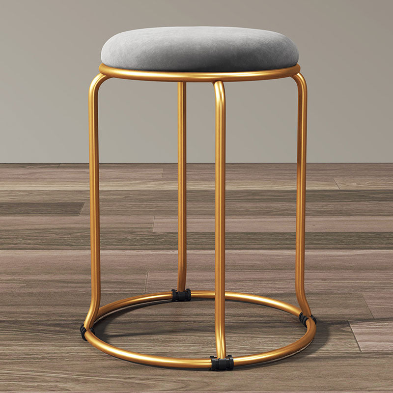 Glam Round Chair Ottoman Plain Velvet Metal Frame Scratch Sherpa Pouf